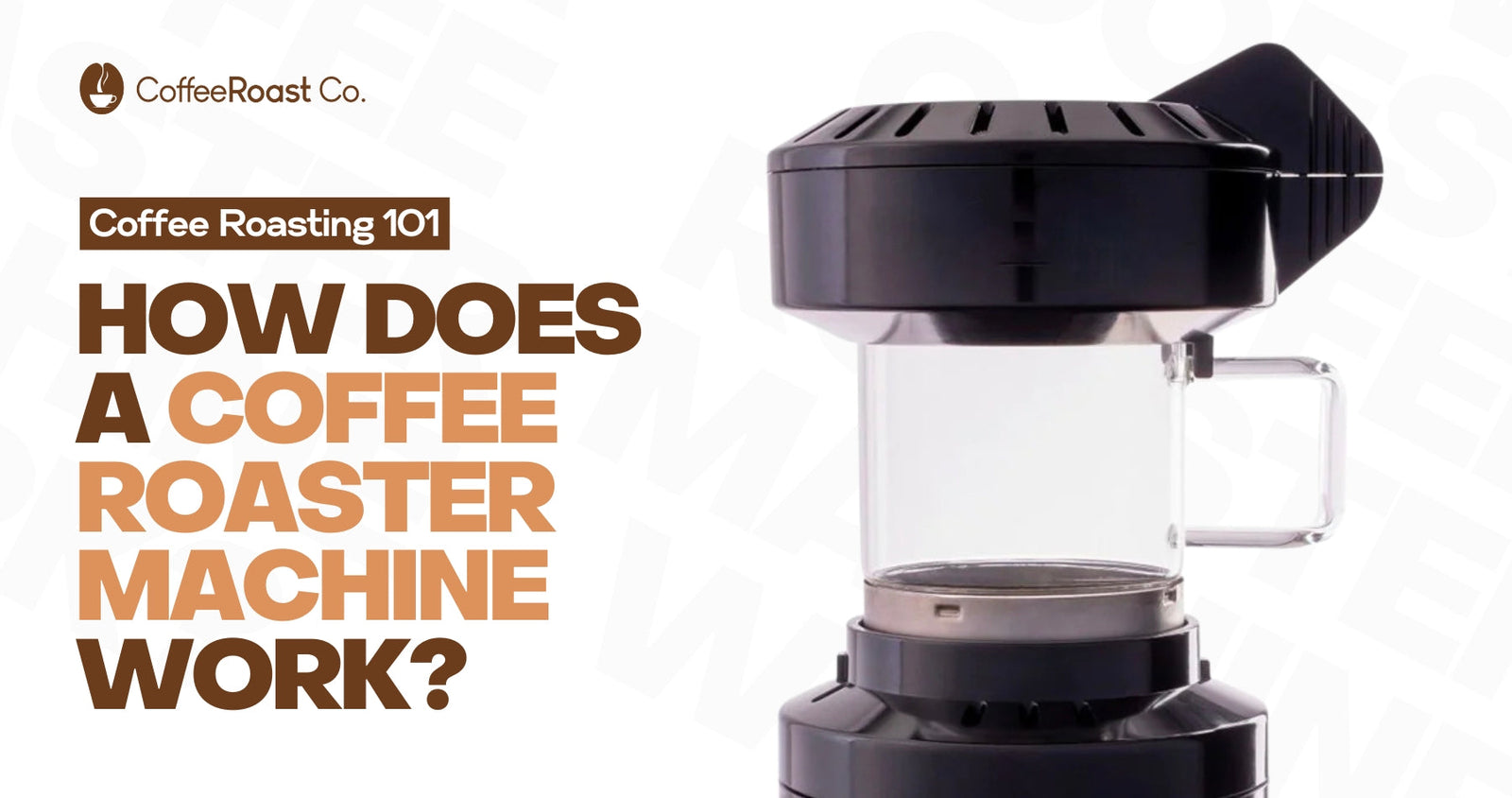 Black and white coffee roaster machine with glass collection chamber and dark hood