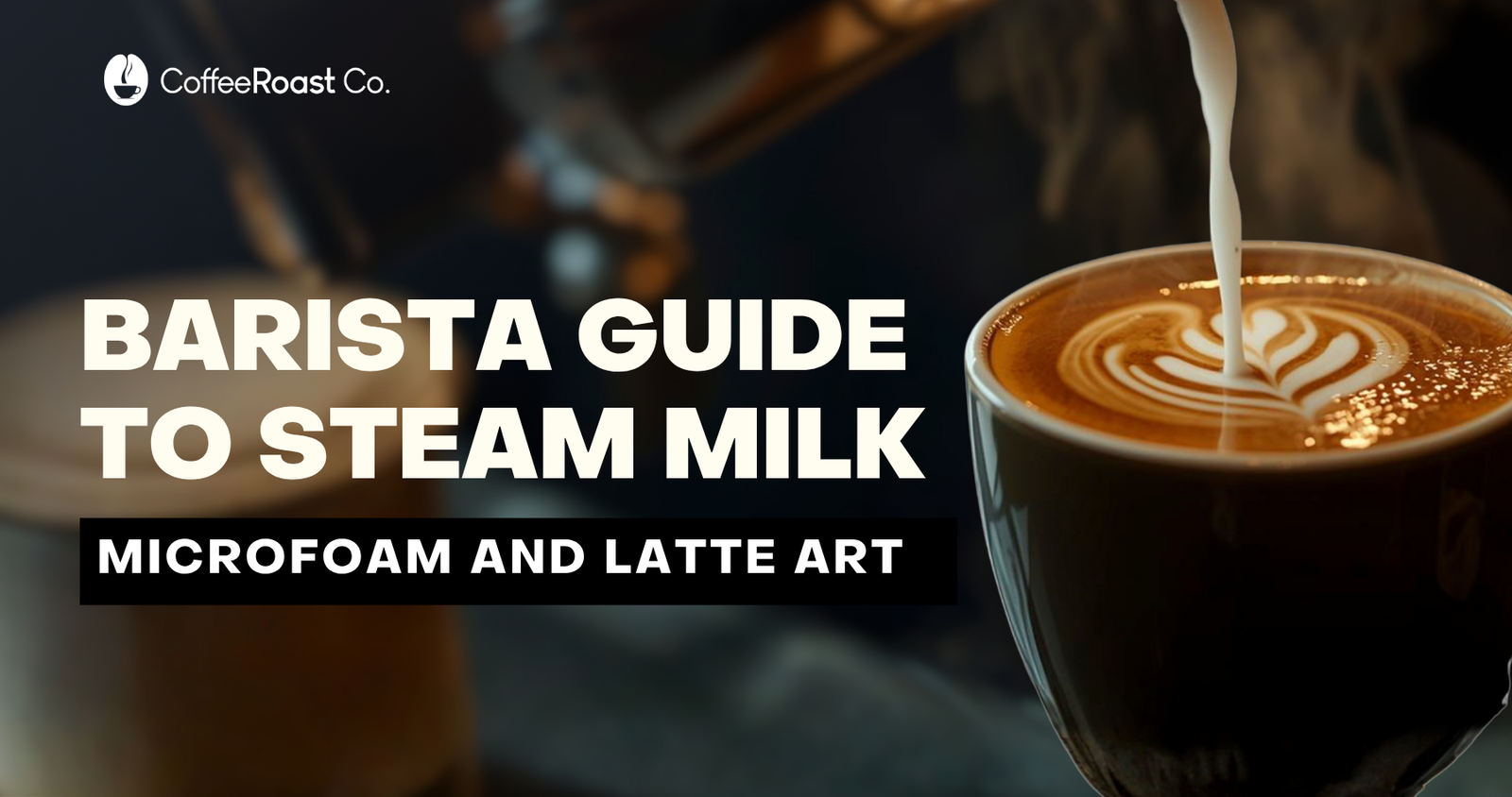 Barista pouring steamed milk into espresso with latte art leaf design