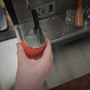 Rattleware 12 oz Handle-Free Macchiato Pitcher with Rubber Shell — image 8
