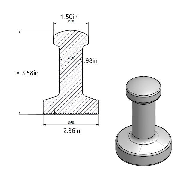 Rattleware 60mm Grooved Aluminum Espresso Tamper — image 3