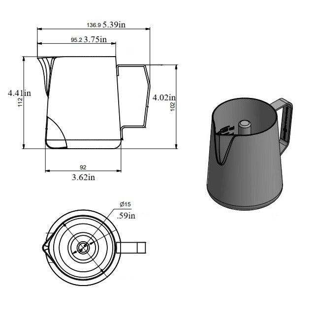 Rattleware 20 oz Latte Art Milk Pitcher with Center Post — image 3