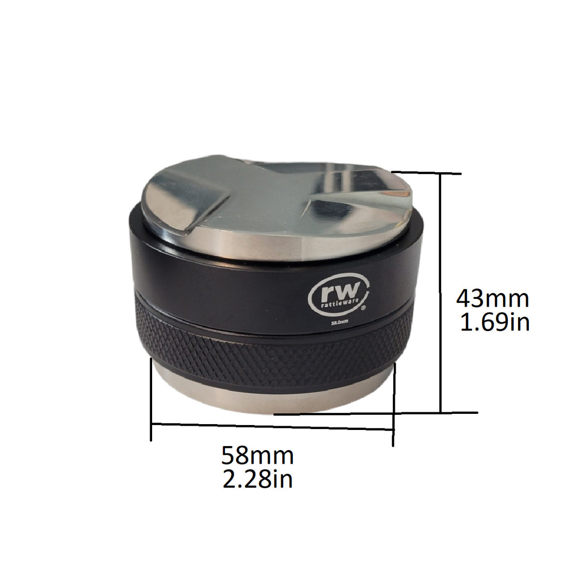 Rattleware 58mm Double-Sided Adjustable Tamper with Leveling Tool — image 3