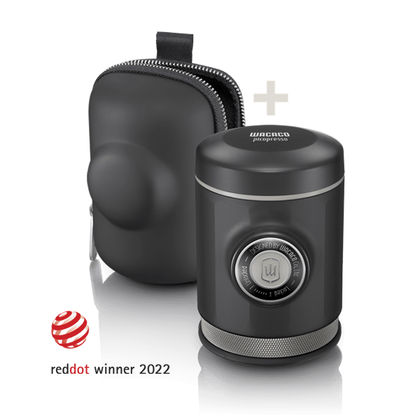 Wacaco Picopresso portable espresso maker with protective case, Red Dot Design Award winner 2022