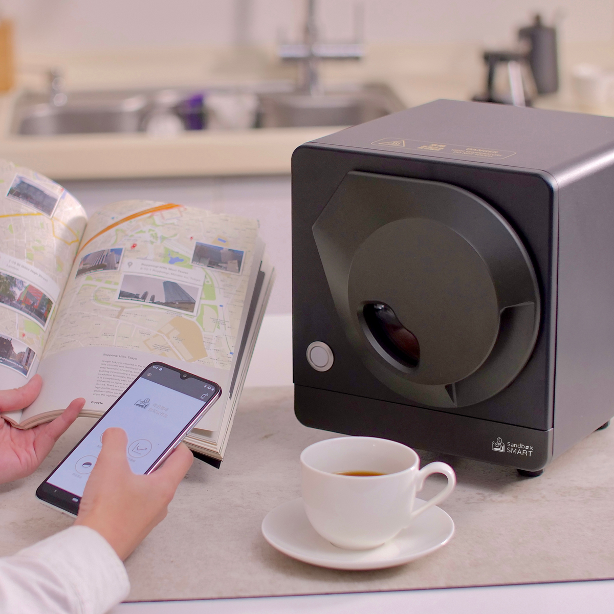 帶咖啡豆冷卻器的沙盒智能 R1 咖啡烘焙機