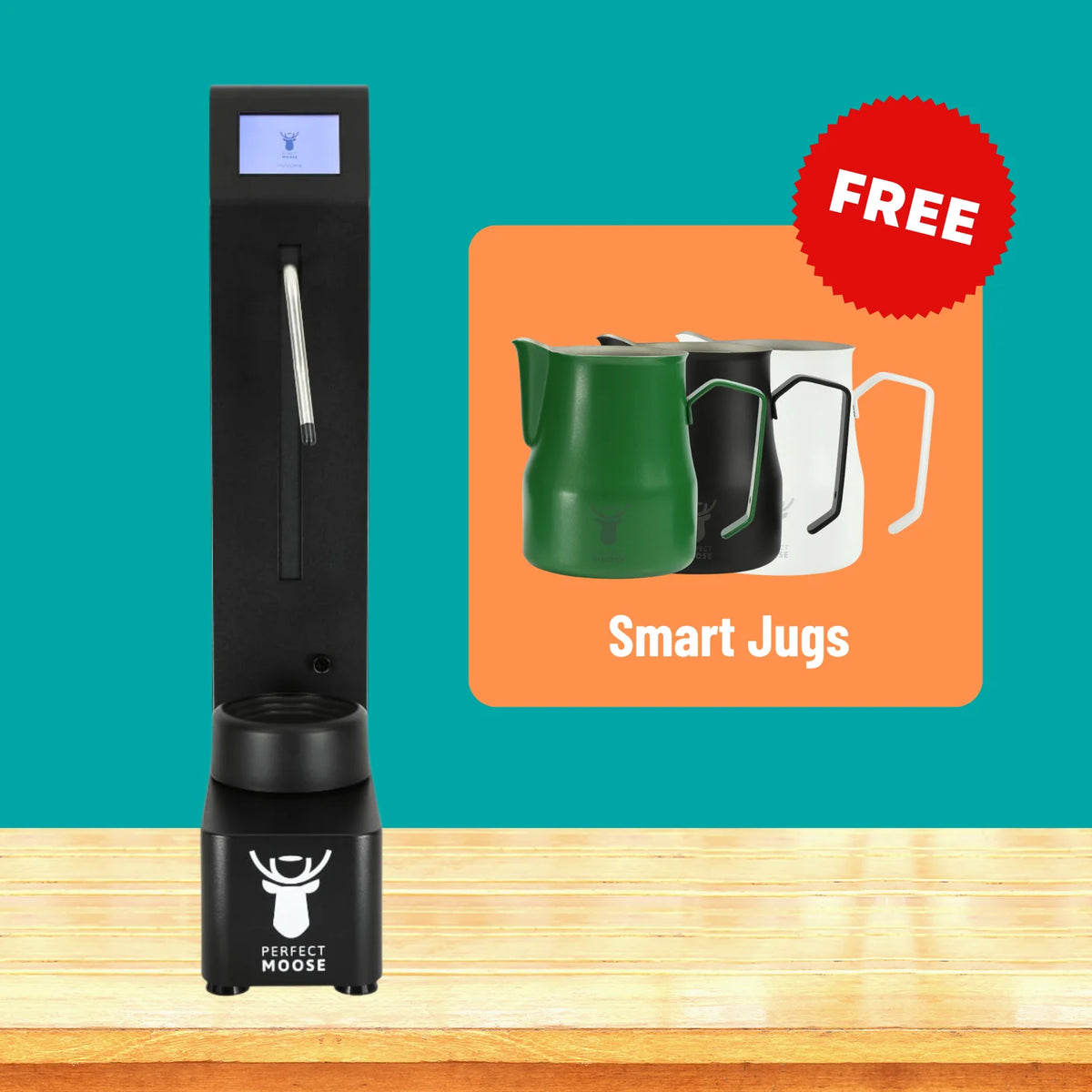 Perfect Moose Automatic Milk Steamer EPIC Greg with FREE 25oz - 33oz Smart Jugs