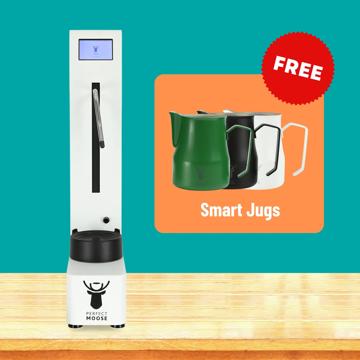 Perfect Moose Automatic Milk Steamer Greg with FREE 16oz &amp; 25oz Smart Jugs