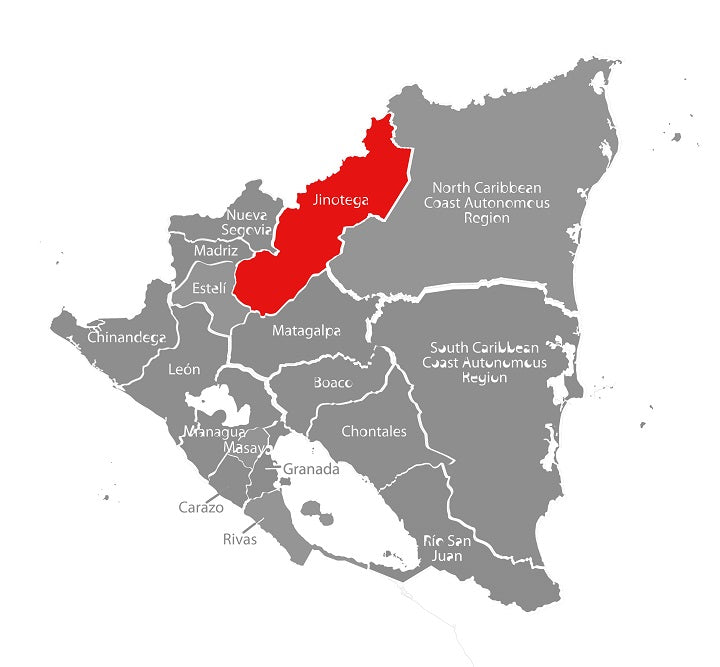 Green Coffee Growing Region Map Nicaragua